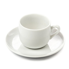 White cup isolated on white background. Empty coffee cup over wh