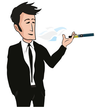 Cigarette &eacute;lectronique e-cigarette vapoteuse cartoon