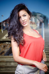 Pretty girl in red posing for portrait