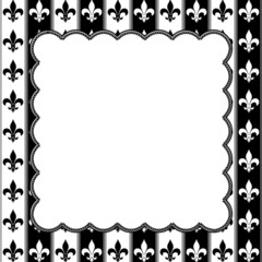 Black and White Fleur De Lis Pattern Textured Fabric with Embroi © Karen Roach