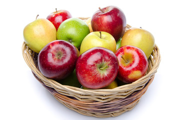 Different sorts of apples in a basket
