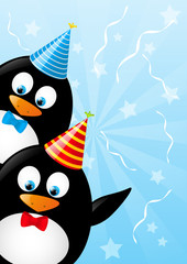 Birthday card with funny penguins