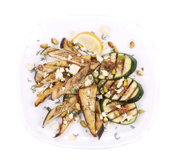 Salad with grilled vegetables and tofu.