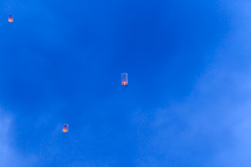 Floating Lantern on Yee Peng festival, thai lanna traditional .