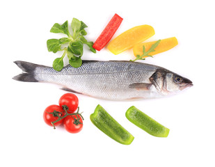 Fresh seabass fish with pepper.