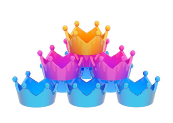 Pyramid pile of crowns isolated
