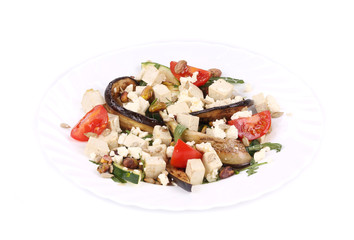 Salad with grilled vegetables and tofu.