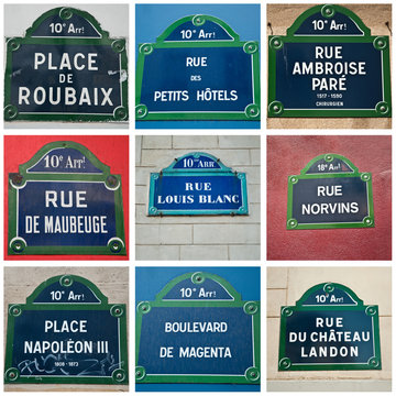 composition plaques de rues de Paris 10i&egrave;m