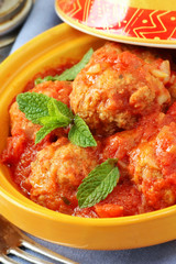 Moroccan cuisine - aromatic veal meatballs with mint