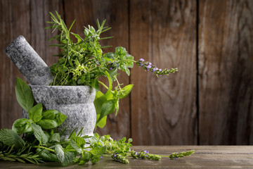 herbs in mortar