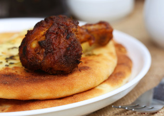 Garlic nan with grilled chiken