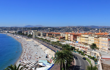 Fototapeta premium Plage de Nice, promenade des anglais (France, côte d'Azur)