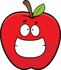 Obraz premium Cartoon Grinning Red Apple