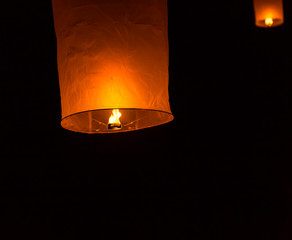 Floating Lantern on Yee Peng festival, thai lanna traditional 