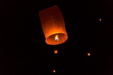 Floating Lantern on Yee Peng festival, thai lanna traditional 