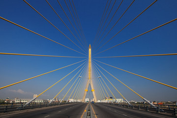 Fototapeta na wymiar Mega sling Bridge,Rama 8, in bangkok Thailand