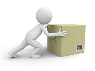 3d  people with stacking cardboard