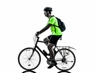 Fototapeta na wymiar man bicycling mountain bike silhouette