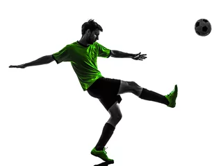 Poster soccer football player young man kicking silhouette © snaptitude