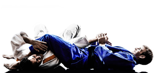 judoka& 39 s strijders vechten mannen silhouet