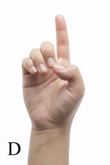 Hand sign language alphabet isolated on white