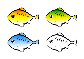 Fish icons on white background