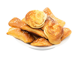 biscuits in a plate on white background