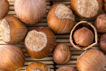 nuts, hazelnuts as background