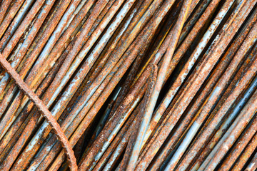 Closeup rusty rebar steel