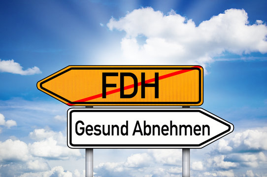 Wegweiser mit FDH und Gesund Abnehmen