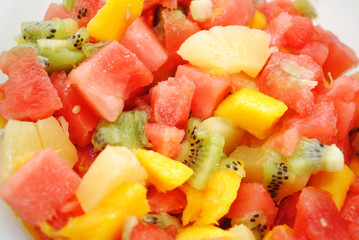 Tropical Fruit Salad with Melon, Mango, Kiwi and Pineapple