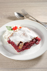 Homemade Strudel with cherries / German specialty