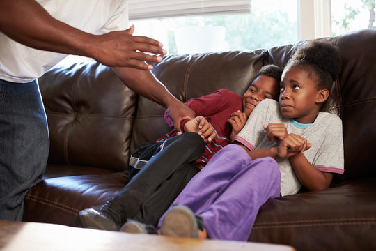 Father Being Physically Abusive Towards Children At Home