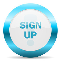 sign up blue glossy icon