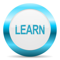 learn blue glossy icon