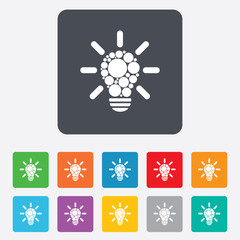 Light lamp sign icon. Bulb with circles symbol