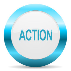 action blue glossy icon