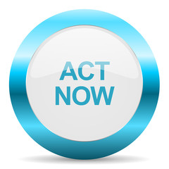 act now blue glossy icon