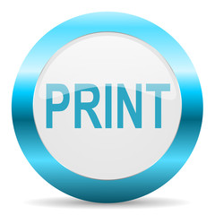 print blue glossy icon