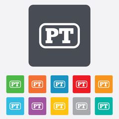 Portuguese language sign icon. PT translation
