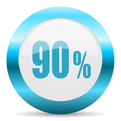 90 percent blue glossy icon