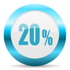 20 percent blue glossy icon
