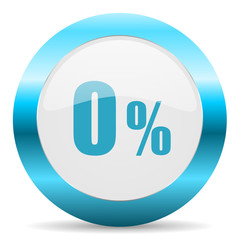 0 percent blue glossy icon