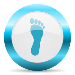 foot blue glossy icon