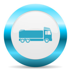truck blue glossy icon