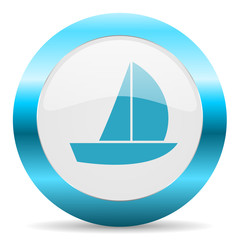 yacht blue glossy icon