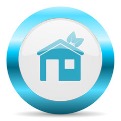 house blue glossy icon