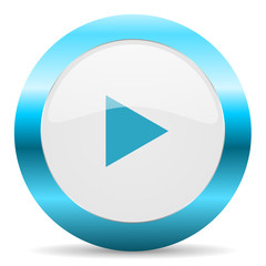 play blue glossy icon
