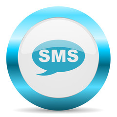 sms blue glossy icon