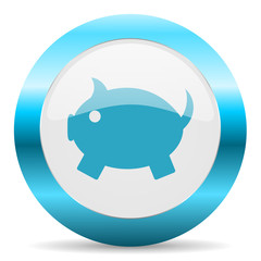 piggy bank blue glossy icon